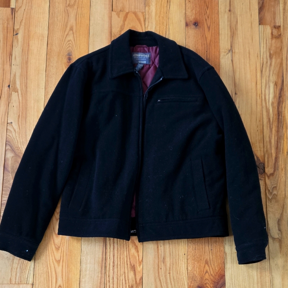 Men's Aeropostale Wool Blend Black Coat size XL